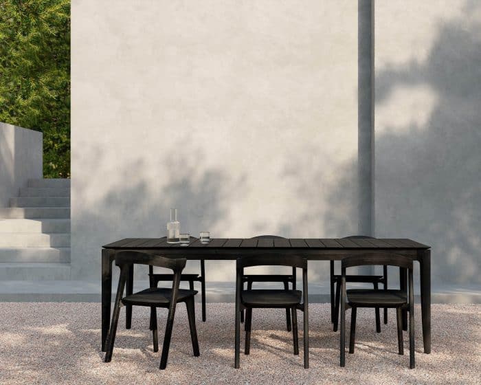 Bok outdoor table and chairs black lifestyle