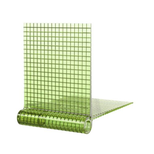 Photo of green thermoplastic Kite Shelf with a grid pattern by Kartell, Italy.