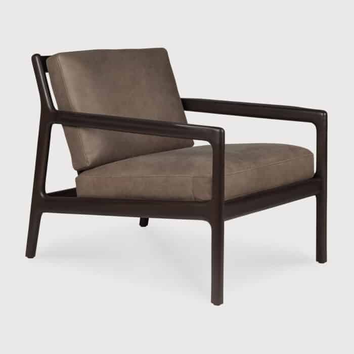 product wf 35100 35104 Jack lounge chair frame varnished mahogany dark brown Terra nubuck leather front web