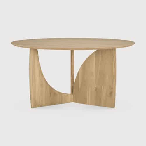 Geometric dining table oak Round front img