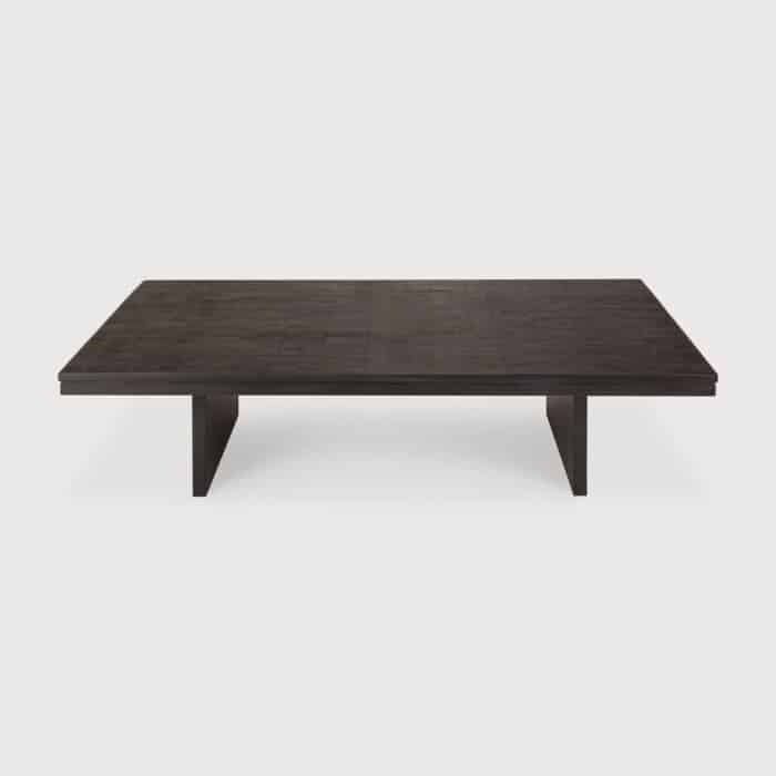 Grooves coffee table varnished teak off black front img